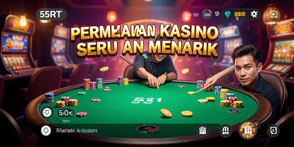 Tangkapan layar utama 55RT menampilkan aksi permainan kasino yang mendebarkan.