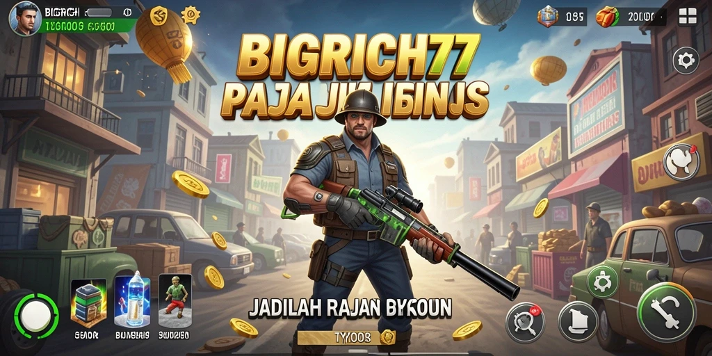 Screenshot gameplay BIGRICH77 menunjukkan aktivitas bisnis yang dinamis.