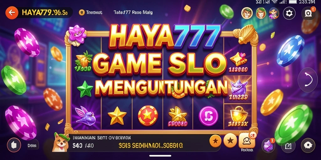 Screenshot utama HAYA777 menampilkan gameplay slot yang seru dan interaktif.