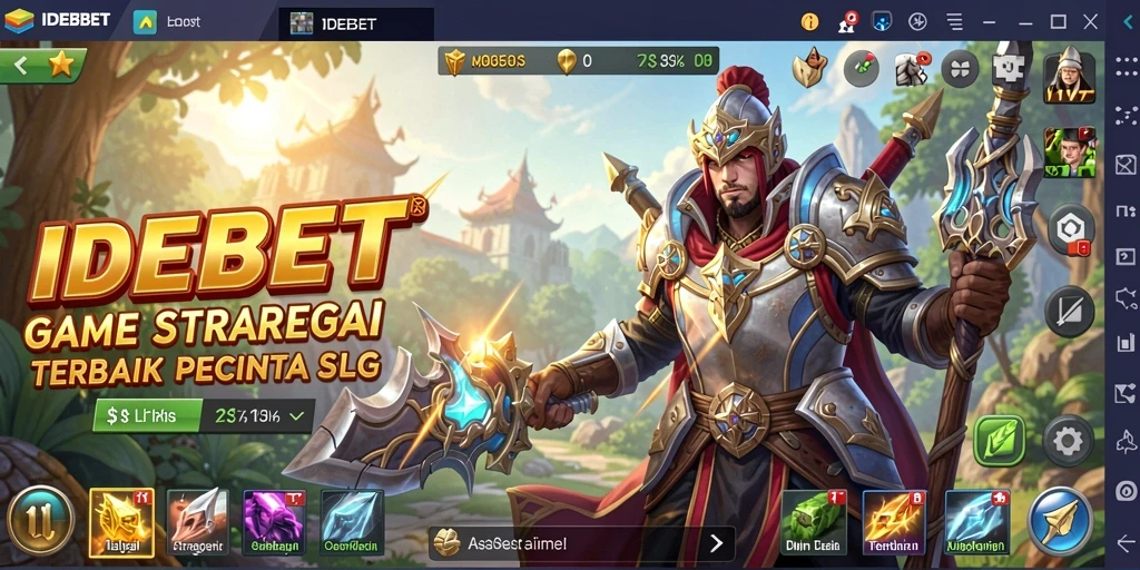 Tampilan gameplay epik dalam IDEBET saat membangun dan berperang.