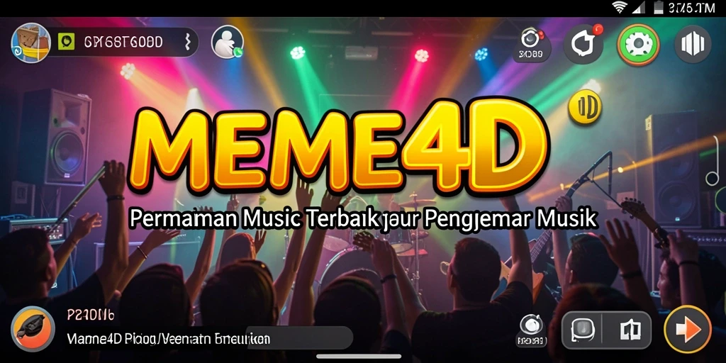 Screenshot gameplay <strong>MEME4D</strong> dengan berbagai pilihan lagu dan antarmuka interaktif.