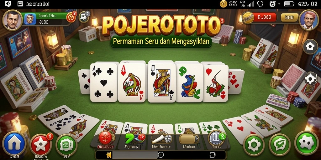 Tampilan gameplay seru POJEROTOTO saat bermain Domino.