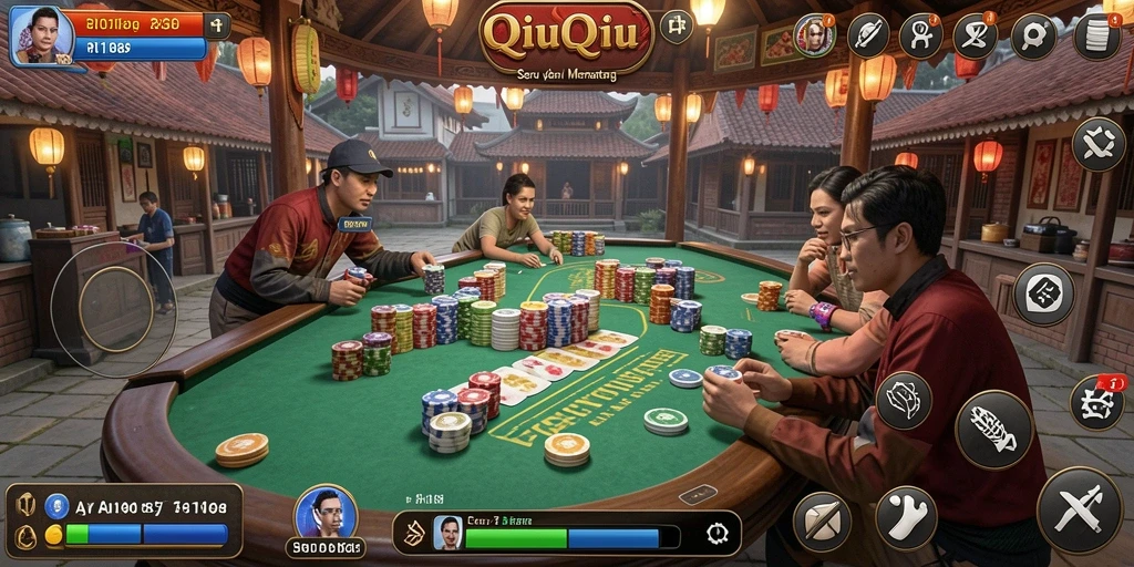 Tampilan permainan QiuQiu yang menarik dan mendebarkan.