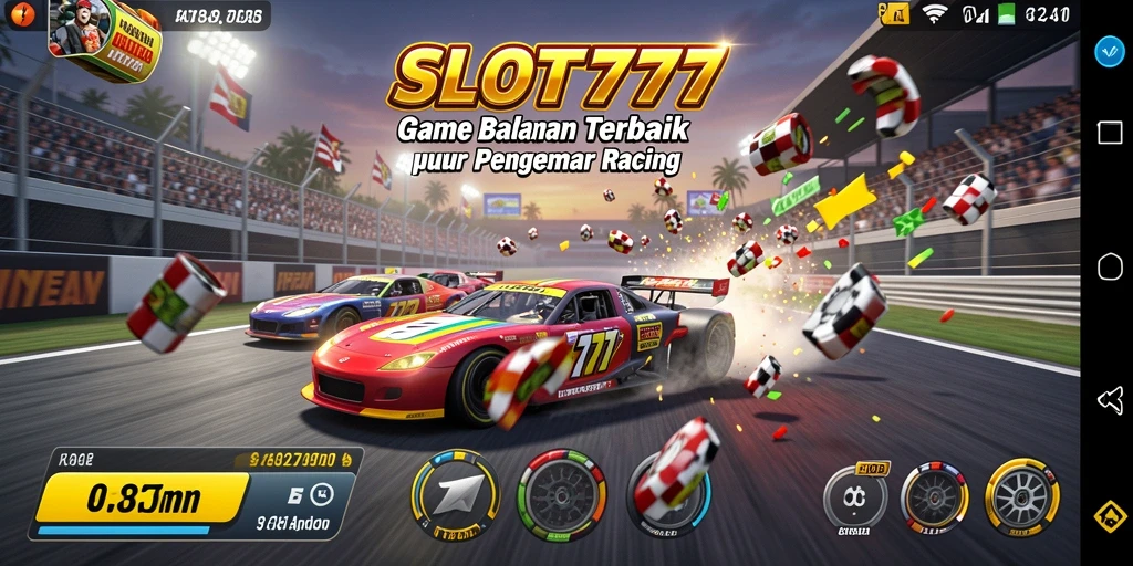 Tangkapan layar INTENS dari SLOT777 menampilkan balapan mendebarkan di lintasan.