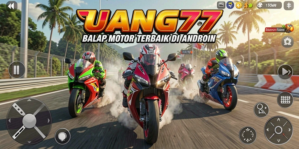 Screenshot UANG77 menampilkan aksi balap motor yang mendebarkan.